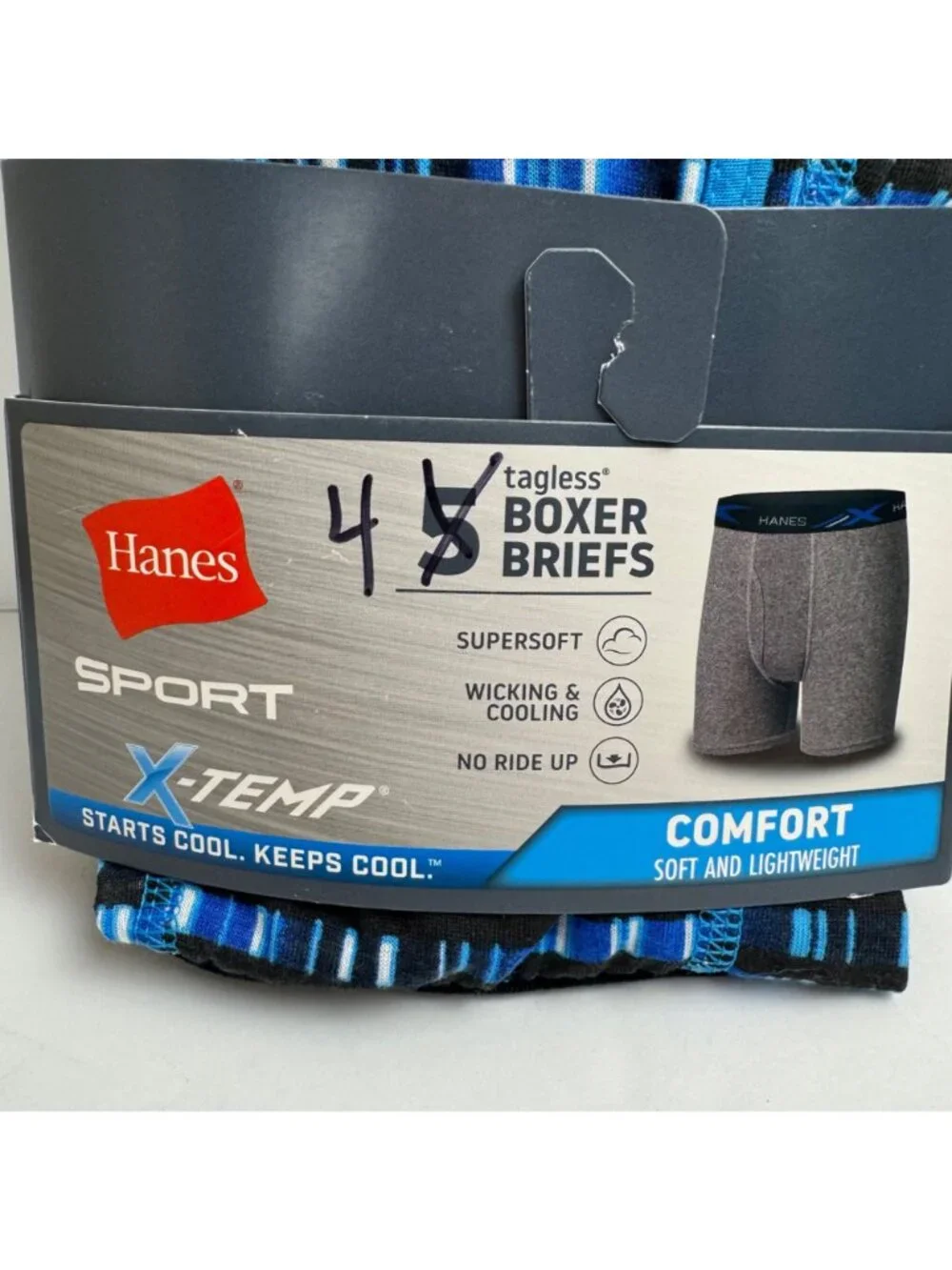 Hanes NEW 4-Pack Sport X-Temp Boxer Brief Youth XL(18) Black Blue Orange Tagless